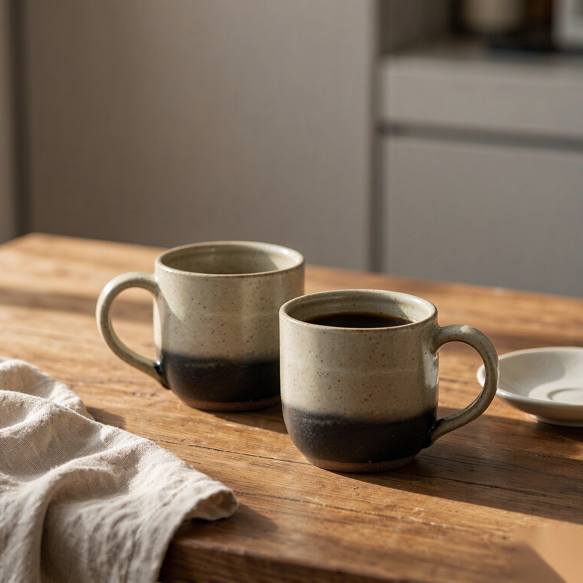 Terra Stoneware Mug, Set of 2 — Speckled Oat & Charcoal (350 ml)