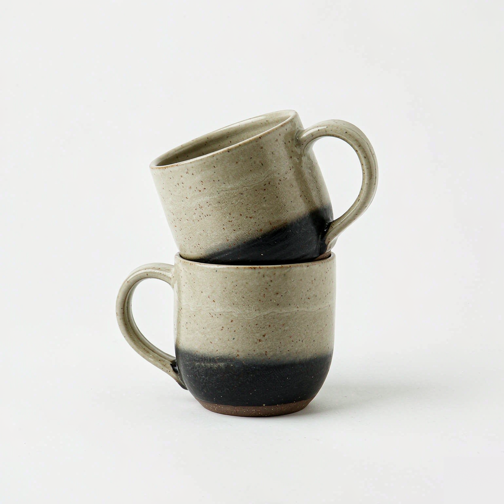 Terra Stoneware Mug, Set of 2 — Speckled Oat & Charcoal (350 ml)