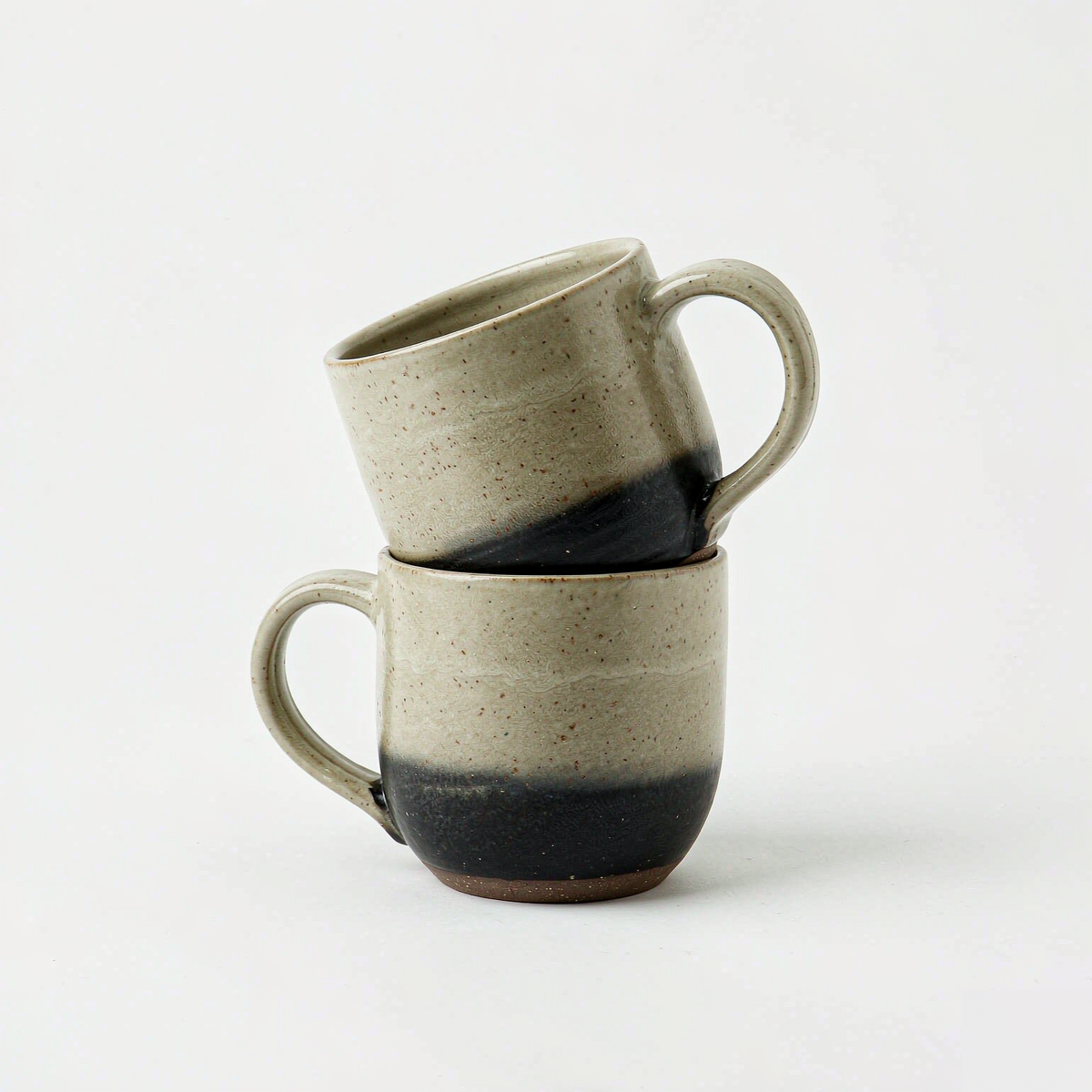 Terra Stoneware Mug, Set of 2 — Speckled Oat & Charcoal (350 ml)